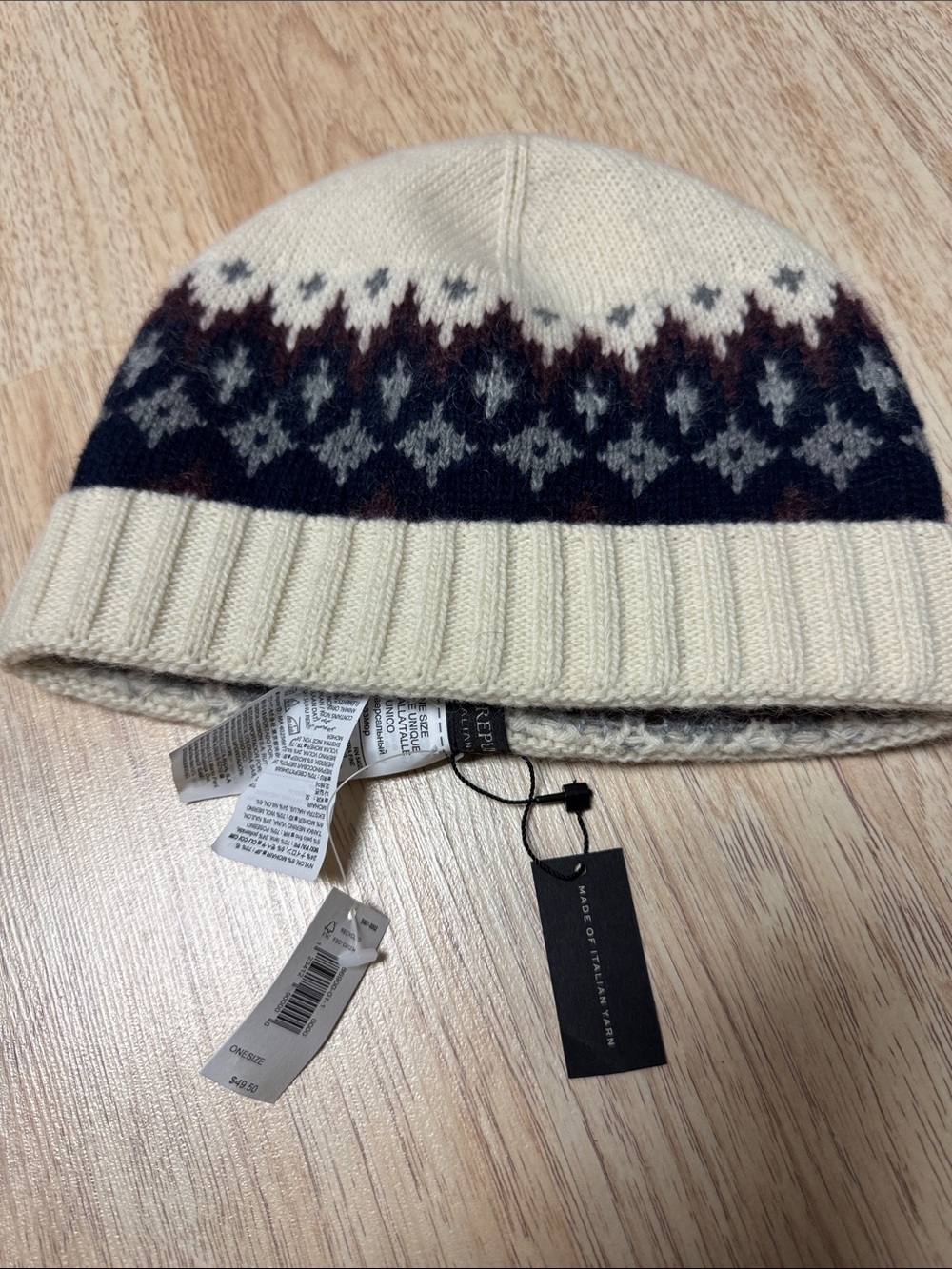 NWT Banana Republic Cream Fair Isle Knit Beanie